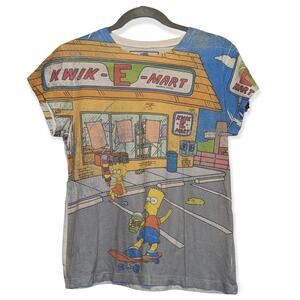 VTG 2008 Universal Studios The Simpsons Kwik E Mart Distressed Tee Shirt Wmn XL